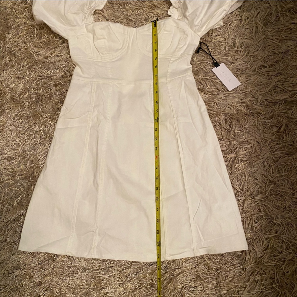 ASTR the Label Skylar Puff Sleeve Mini White Denim Dress - Small - Picture 8 of 12